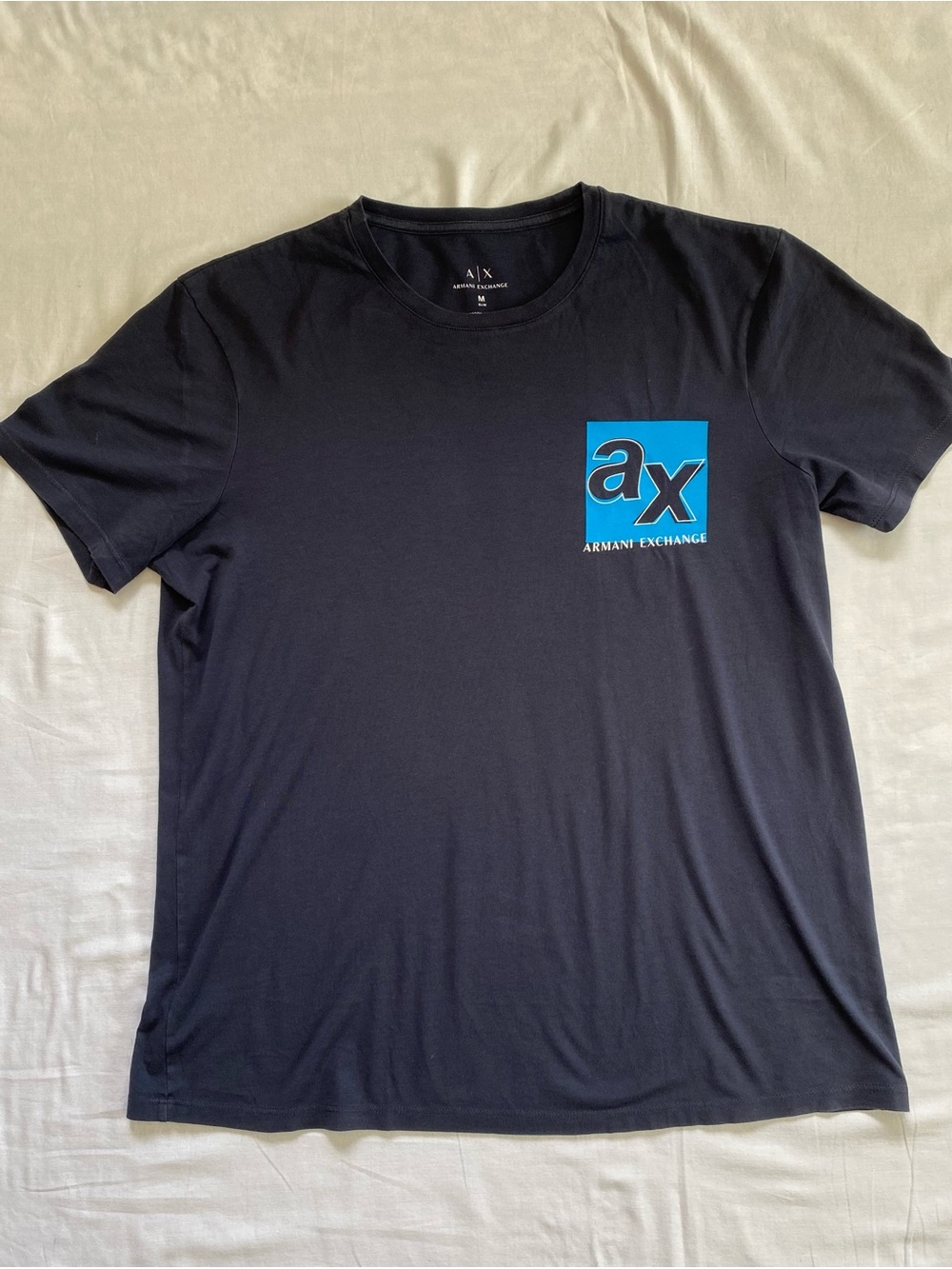Armani Exchange Men's Dark Blue Tee - Size M Slim